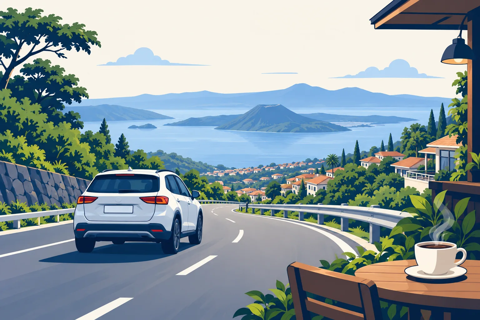 Car on a conceptual Tagaytay ridge-road approach Car on a conceptual Tagaytay ridge-road approach