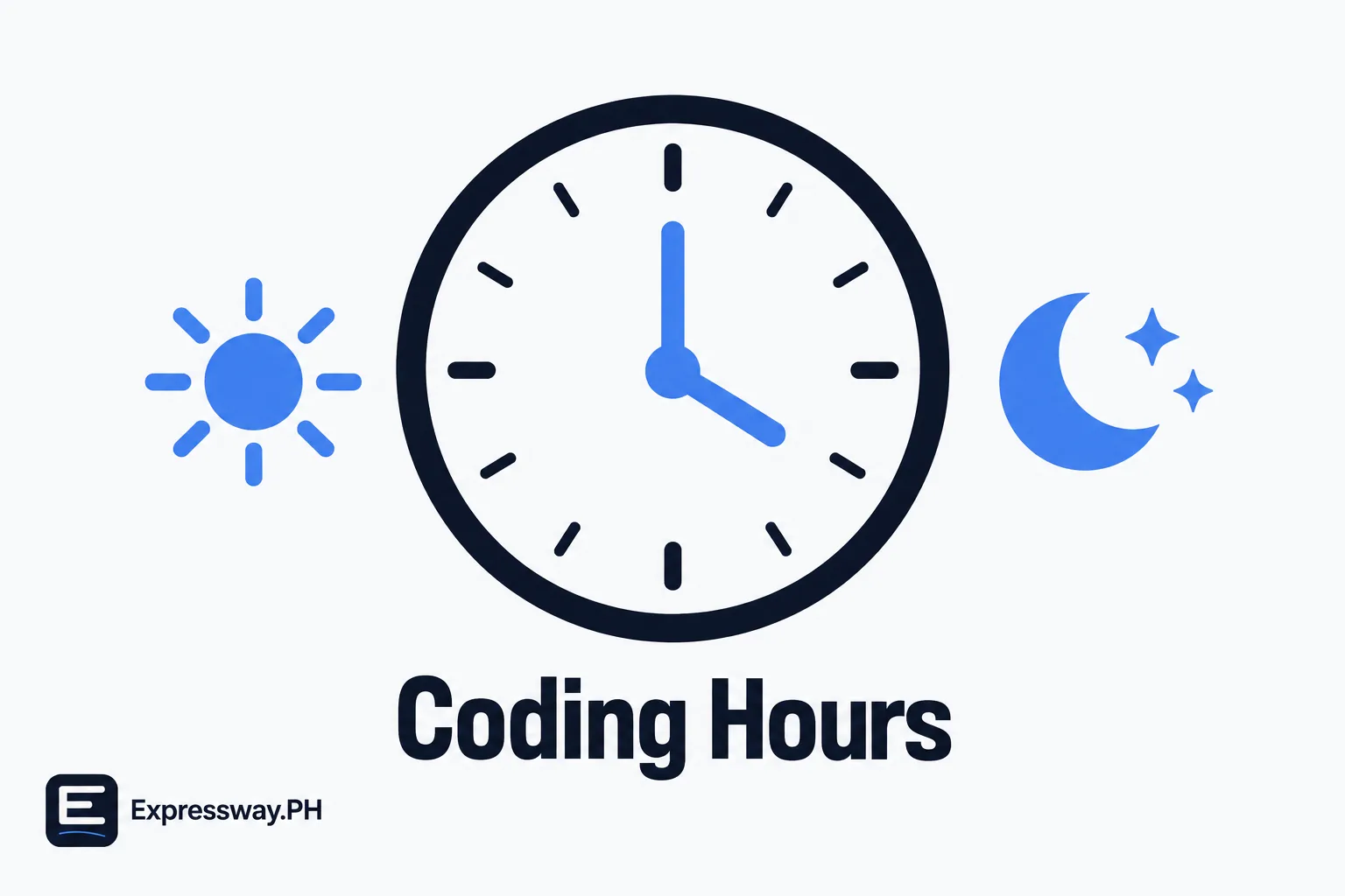 Number coding hours in Metro Manila A clock between a morning sun and an evening moon: the two daily number coding blocks